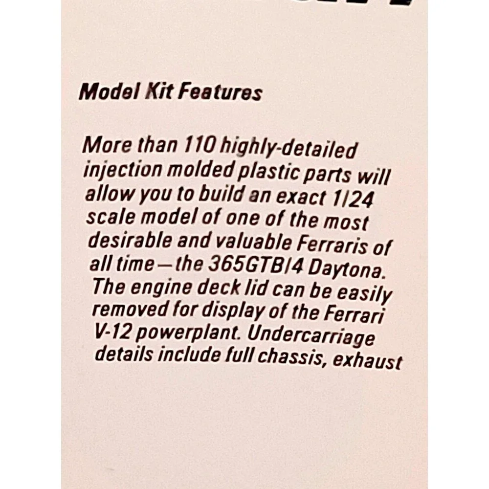 Testor Vintage Ferrari 365GTB/4 Daytona 1/24 Scale Model Kit 233 Sealed NIB